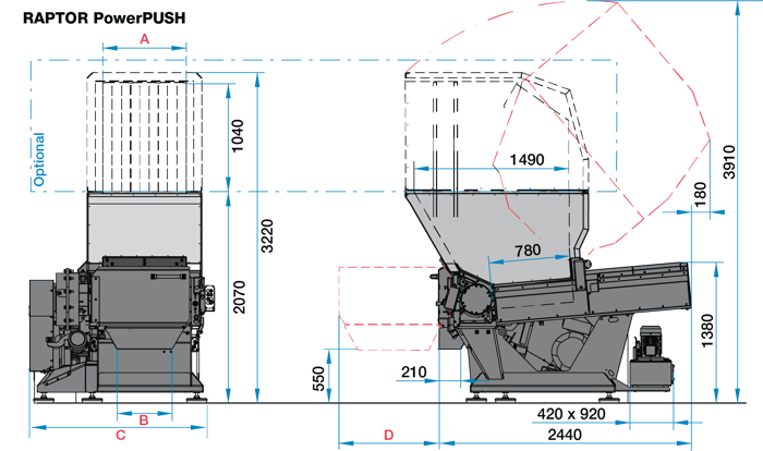 Raptor PowerPUSH Måttritning/Layout