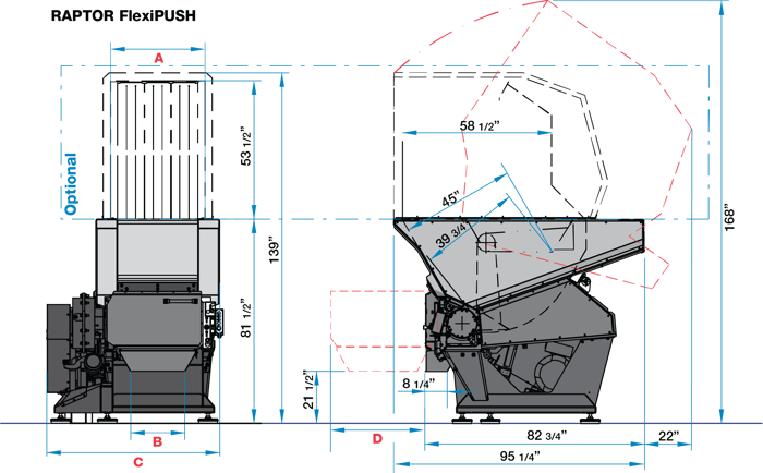 Raptor FlexiPUSH Abmessungen / Zeichnung